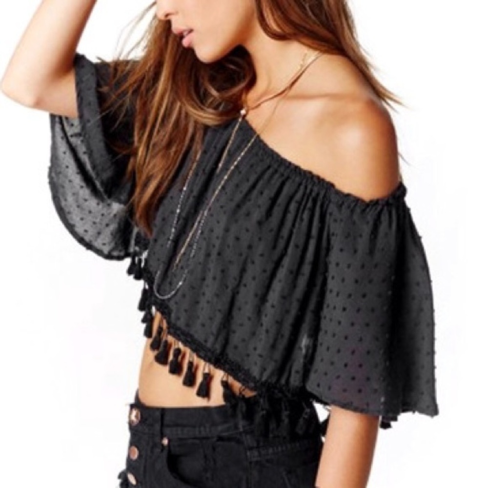 Planet Blue Tassel Top